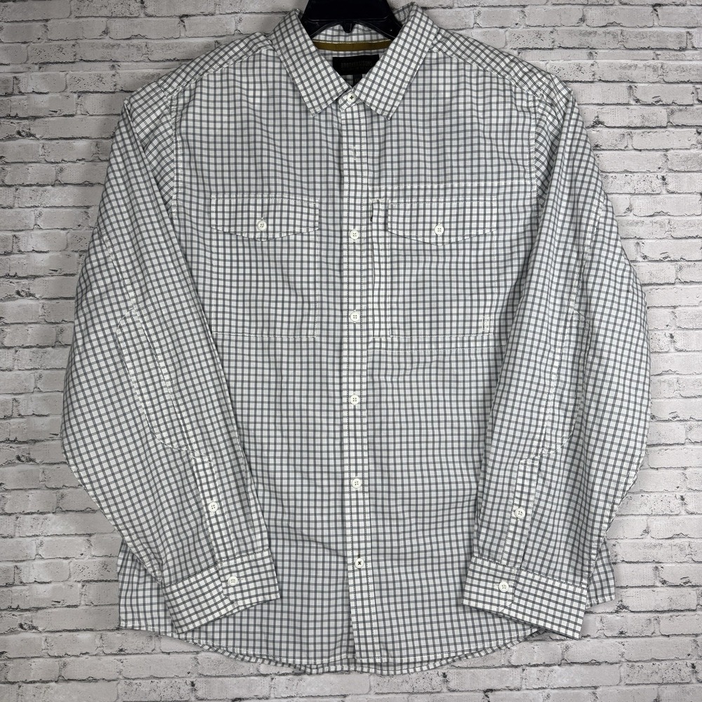 Brothers Sons Button Up Shirt Mens  XXL White Navy Blue plaid Long Sleeve NWT